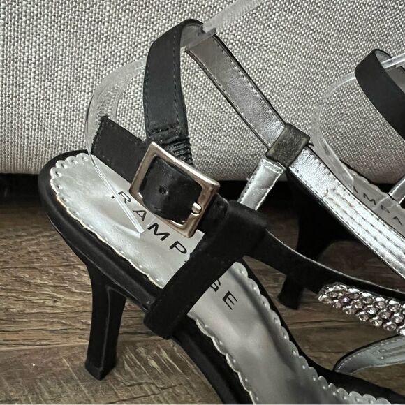 Black Satin & jeweled strap heals by Rampage Sz 9.5 nearly new! - Picture 9 of 16